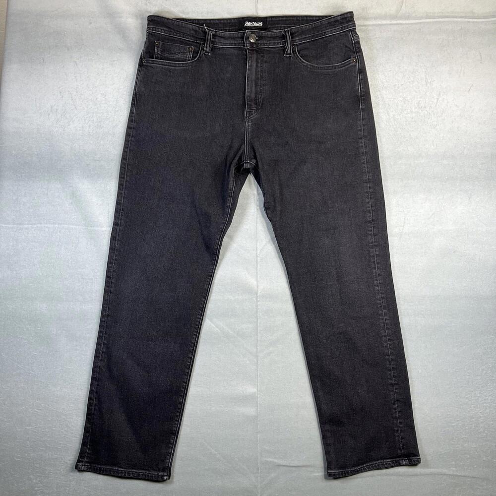 Revtown Automatic Jeans Mens 38x30 Black Dark Wash Stretch Relaxed Denim